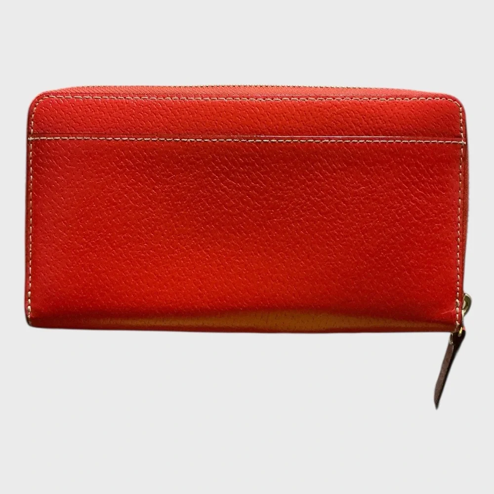 Kate Spade Wellesley Neda Zip Around Leather Continental Wallet Red Orange